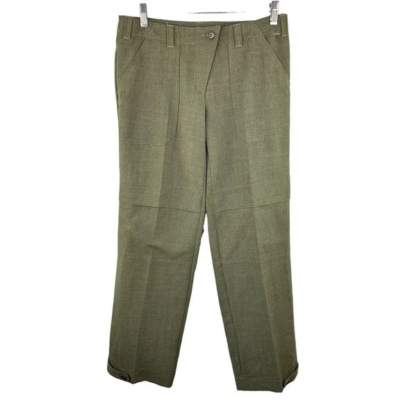 Trina‎ Turk Olive Cargo Wide Leg Dress Pants size 4 Poly Viscose and Lycra - Picture 1 of 8